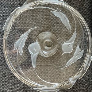 Vintage Mikasa Crystal Cake Plate with Satin Tulips by Walter Glass.